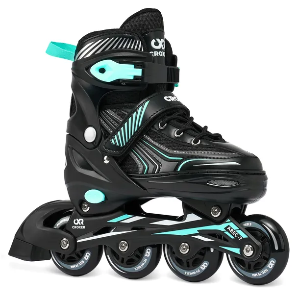 Rolki Regulowane CROXER Optima Black/Mint 35-38 Kauczuk Abec7