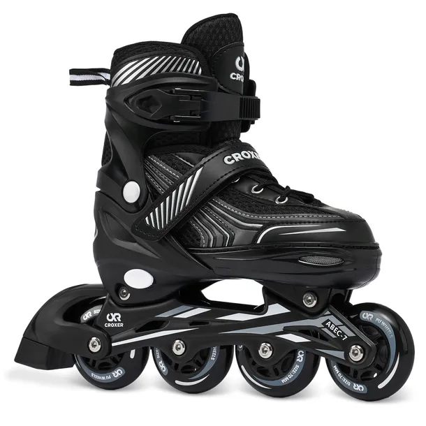 Rolki Regulowane CROXER Optima Black 35-38 Kauczuk Abec7