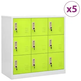 vidaxl-szafki-zamykane-5-szt-jasnoszaro-zielone-90x45x925-cm