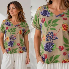 t-shirt-koszulka-bluzka-damska-bawelniana-dekolt-w-serek-z-printem-braz-m