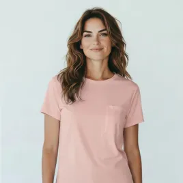 luzny-gladki-t-shirt-koszulka-damska-z-kieszonka-okragly-dekolt-bawelna-l