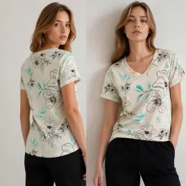t-shirt-koszulka-bluzka-damska-bawelna-dekolt-w-serek-w-kwiaty-jasny-bez-l