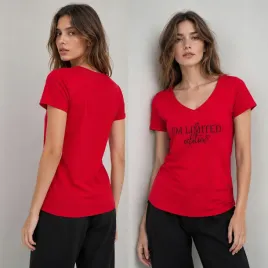 t-shirt-koszulka-damska-bawelna-wiskoza-dekolt-v-napis-nadruk-czerwona-m