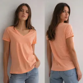 t-shirt-koszulka-damska-bawelniana-dekolt-v-bez-wzoru-brzoskwiniowy-s