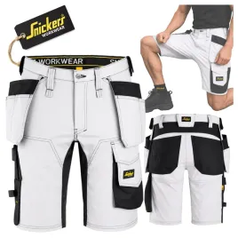 krotkie-spodnie-spodenki-robocze-meskie-elastyczne-snickers-stretch-biale