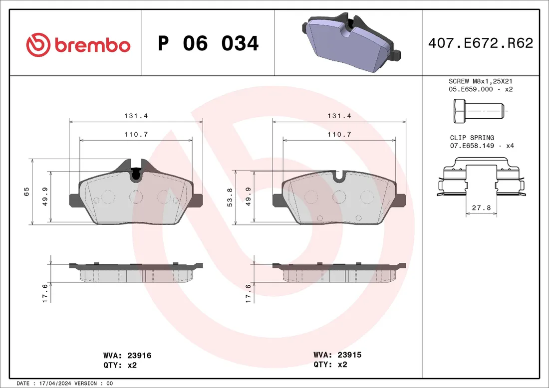 klocki-ham-przod-xtra-brembo-stan-nowy