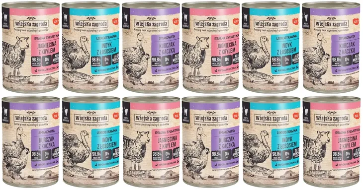 12x400g WIEJSKA ZAGRODA Karma mokra dla KOTA DOROSŁEGO MIX SMAKÓW