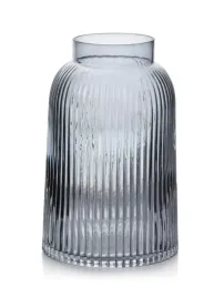 mondex-wazon-szklany-serenite-szary-23-cm-tloczony-dekoracyjny-nowoczesny