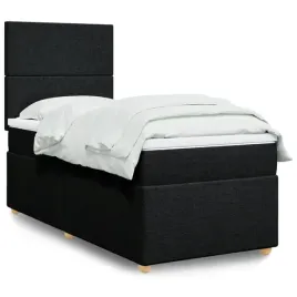 vidaxl-lozko-kontynentalne-z-materacem-czarne-tkanina-90x200-cm
