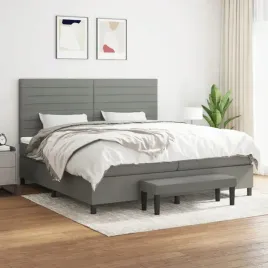 vidaxl-lozko-kontynentalne-z-materacem-ciemnoszara-tkanina-200x200-cm