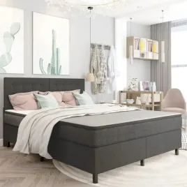 vidaxl-lozko-z-materacem-sprezynowym-ciemnoszare-tkanina-160x200-cm