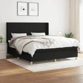 vidaxl-lozko-kontynentalne-z-materacem-czarne-tkanina-160x200-cm