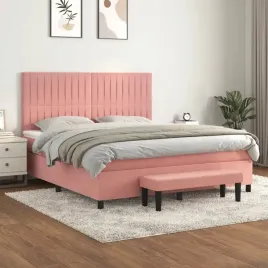 vidaxl-lozko-kontynentalne-z-materacem-rozowe-160x200-cm-aksamit