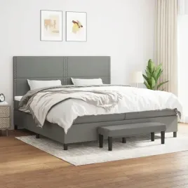 vidaxl-lozko-kontynentalne-z-materacem-ciemnoszara-tkanina-200x200-cm