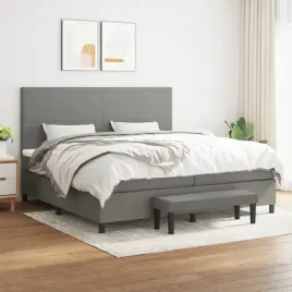 vidaxl-lozko-kontynentalne-z-materacem-ciemnoszara-tkanina-200x200-cm