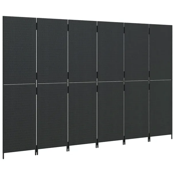 vidaxl-parawan-6-panelowy-czarny-polirattan-szerokosc-parawanu-294-cm