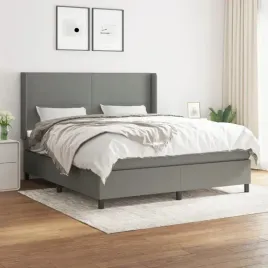 vidaxl-lozko-kontynentalne-z-materacem-ciemnoszara-tkanina-180x200-cm