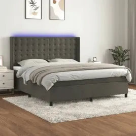 vidaxl-lozko-kontynentalne-z-materacem-i-led-szary-aksamit-160x200cm