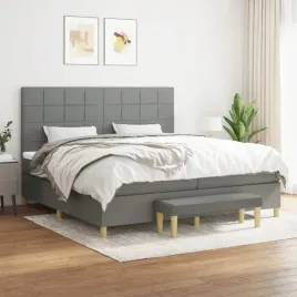 vidaxl-lozko-kontynentalne-z-materacem-ciemnoszara-tkanina-200x200-cm