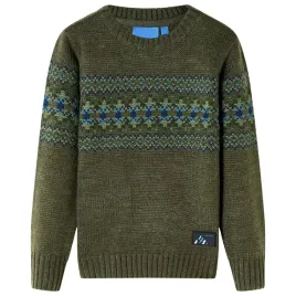sweter-dzieciecy-z-dzianiny-khaki-128