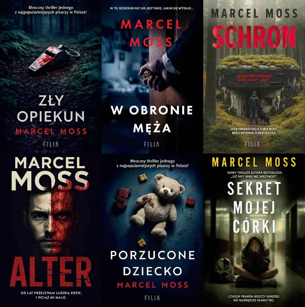 PAKIET 6X MOSS - ZŁY OPIEKUN, W OBRONIE MĘŻA, SCHRON, ALTER, PORZUCONE...