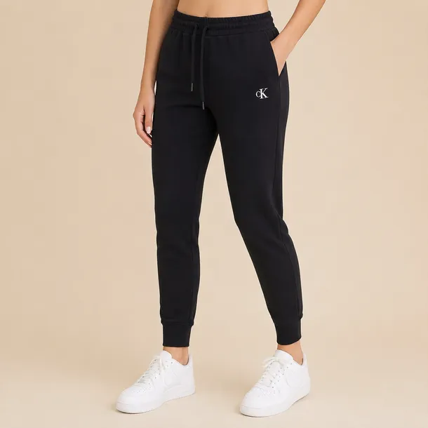 Calvin Klein spodnie dresowe damskie czarne z haftowanym logo i wiązaniem rozmiar M | Idealne na lato!