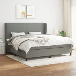 vidaxl-lozko-kontynentalne-z-materacem-ciemnoszara-tkanina-200x200-cm