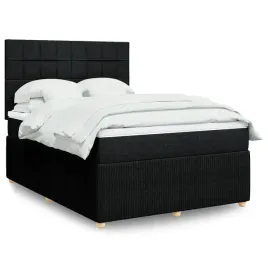 vidaxl-lozko-kontynentalne-z-materacem-czarne-tkanina-160x200-cm