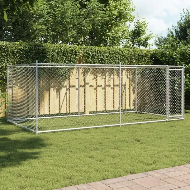 vidaXL Klatka dla psa, z drzwiami, szara, 4x2x1,5 m, stal