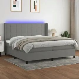 vidaxl-lozko-kontynentalne-z-materacem-ciemnoszara-tkanina-200x200cm