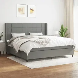 vidaxl-lozko-kontynentalne-z-materacem-ciemnoszara-tkanina-200x200-cm