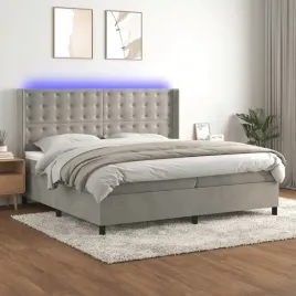 vidaxl-lozko-kontynentalne-z-materacem-i-led-szare-200x200cm-aksamit