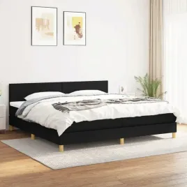 vidaxl-lozko-kontynentalne-z-materacem-czarne-tkanina-200x200-cm
