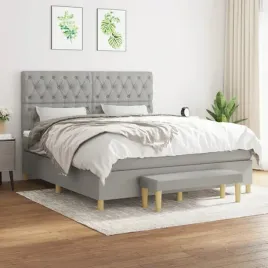 vidaxl-lozko-kontynentalne-z-materacem-jasnoszare-tkanina-160x200-cm