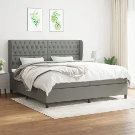 vidaxl-lozko-kontynentalne-z-materacem-ciemnoszara-tkanina-200x200-cm