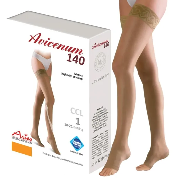 AVICENUM POŃCZOCHY UCISKOWE 140 KORONKA 1 STOPNIA PALCE ODKRYTE M NORMAL