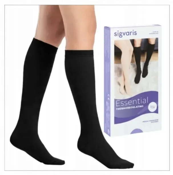 SIGVARIS COTTON PODKOLANÓWKI UCISKOWE CZARNE 2 STOPNIA CCL2 L