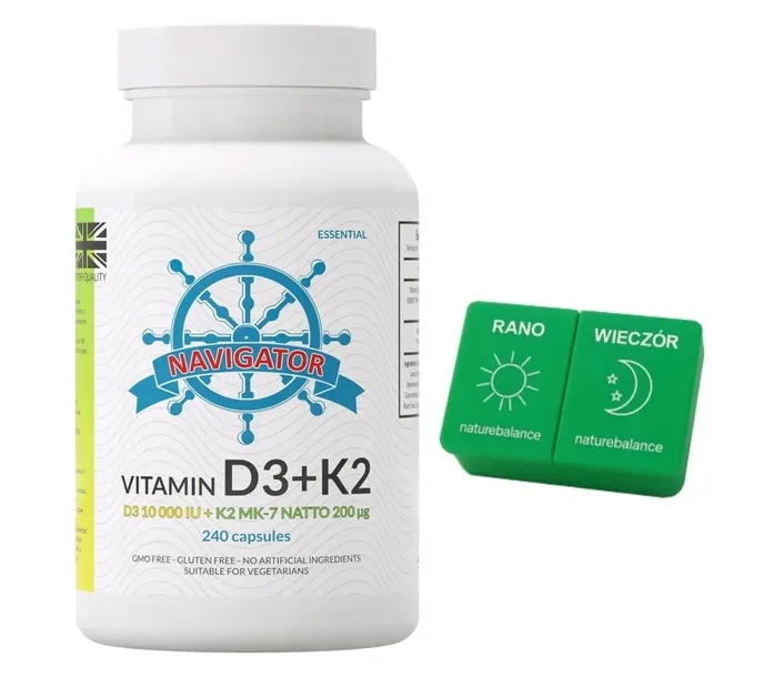 Navigator Witamina D3 10000 IU K2 MK-7 Natto 200 mcg 240 kapsułek + GRATIS