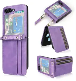 coque-etui-skorzane-do-samsung-galaxy-z-flip-5-portfel-fioletowy-pasek