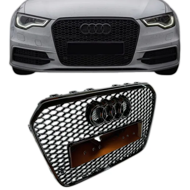 Grill Audi A6 C7 2011-2014 Plaster Miodu Czarny Połysk RS Atrapa Zderzaka