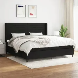 vidaxl-lozko-kontynentalne-z-materacem-czarne-tkanina-200x200-cm