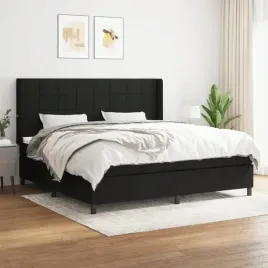 vidaxl-lozko-kontynentalne-z-materacem-czarne-tkanina-200x200-cm