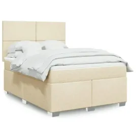 vidaxl-lozko-kontynentalne-z-materacem-kremowe-tkanina-140x190-cm