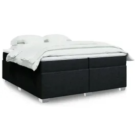 vidaxl-lozko-kontynentalne-z-materacem-czarne-tkanina-200x200-cm