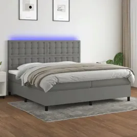 vidaxl-lozko-kontynentalne-z-materacem-ciemnoszara-tkanina-200x200cm