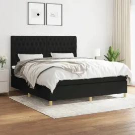 vidaxl-lozko-kontynentalne-z-materacem-czarne-tkanina-180x200-cm