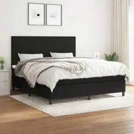 vidaxl-lozko-kontynentalne-z-materacem-czarne-tkanina-160x200-cm