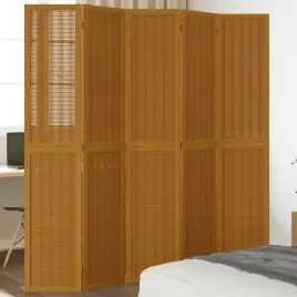 vidaxl-parawan-pokojowy-5-panelowy-brazowy-lite-drewno-paulowni
