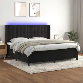vidaxl-lozko-kontynentalne-z-materacem-i-led-czarny-aksamit-200x200cm