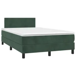vidaxl-lozko-kontynentalne-z-materacem-i-led-ciemna-zielen-120x190cm